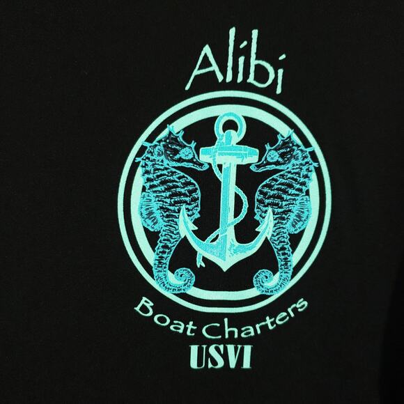 Caribbean Alibi Boat Charters Shirt Adult Extra Small Long Sleeve USVI Pullover - Picture 6 of 8